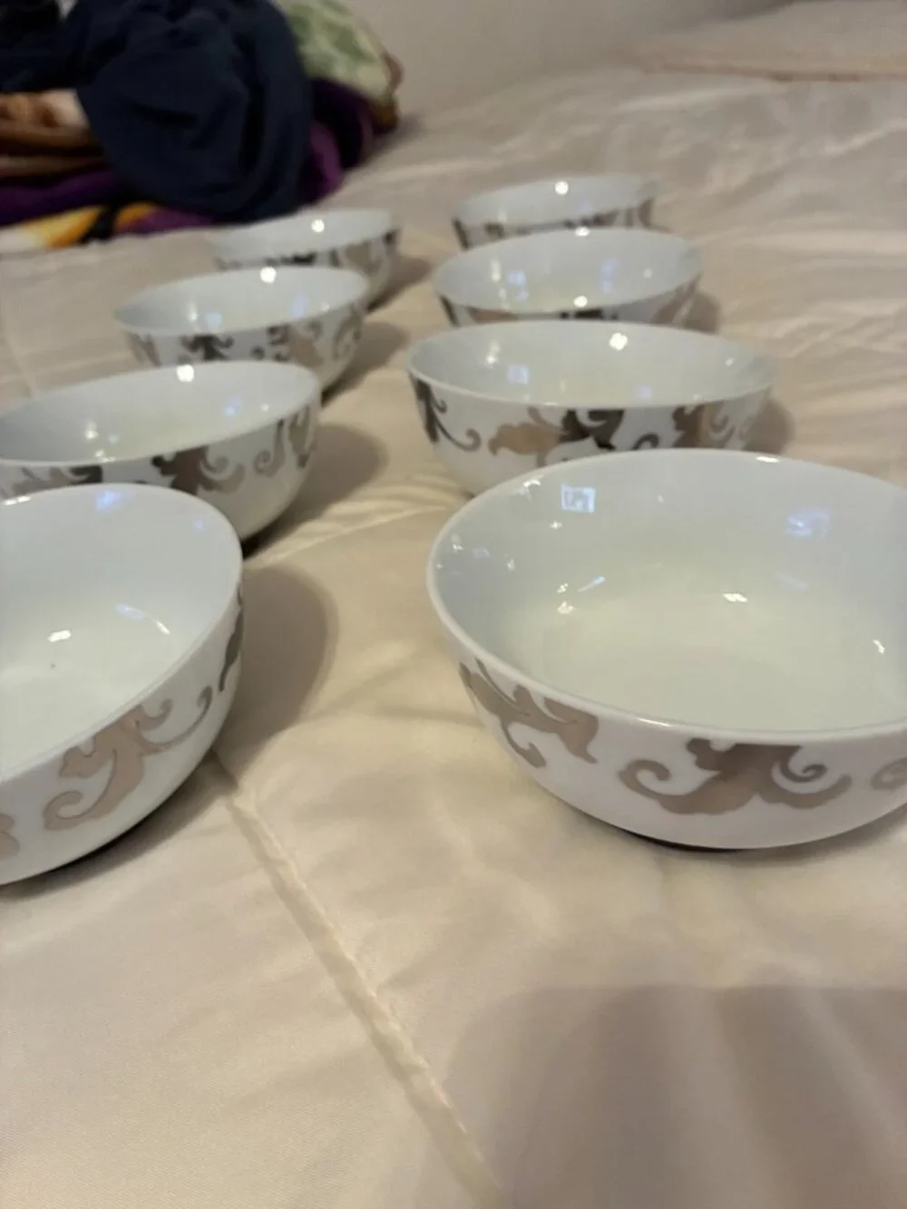 8 Circa Lucas Bowls all fine quality porcelain with metallic accent.